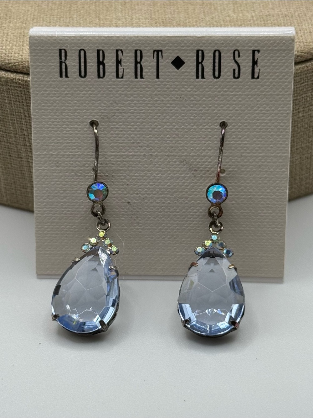 Robert rose Pale Blue Teardrop Crystal Drop Earrings